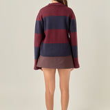 Striped Collared Knit Sweater
