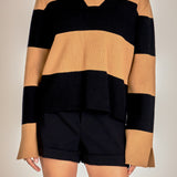 Striped Collared Knit Sweater