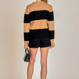 Striped Collared Knit Sweater