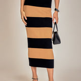 Striped Knit Midi Skirt