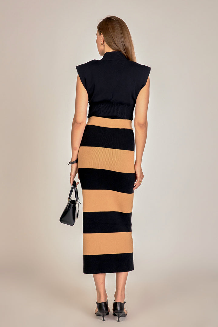 Pastel frayed edge stripe skirt knit... s/m