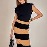 Striped Knit Midi Skirt