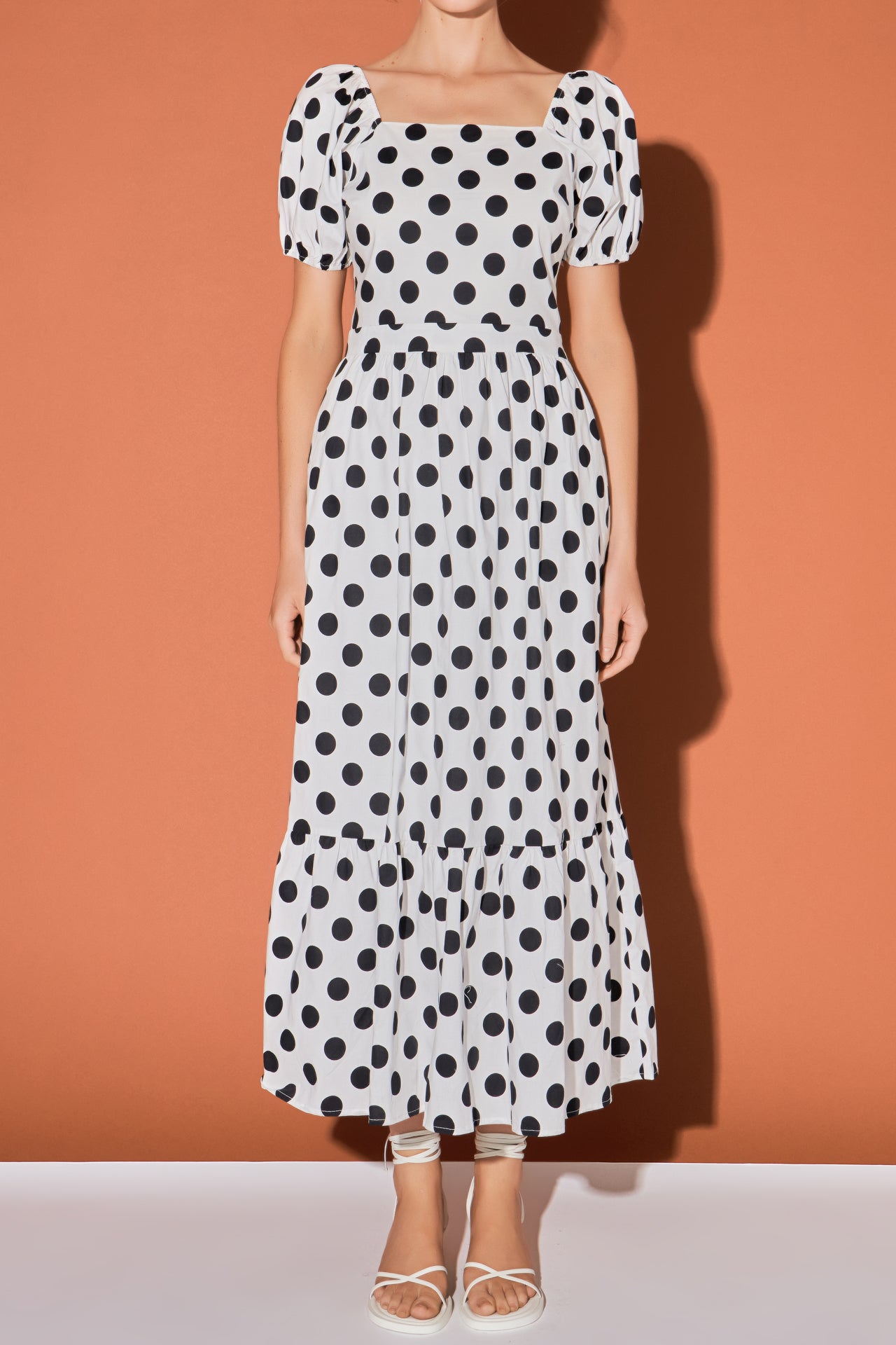 Mixed polka dot midi shops dress warehouse