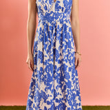 Floral Ruffle Shoulder Midi Dress