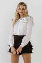 Load image into Gallery viewer, Collared Blouse with Embroidery Trim Details

