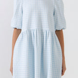 Mini Gingham Scrunched Dress