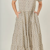 Print Puff Sleeve Midi Dress