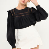 Ruffled Lace Insert Blouse