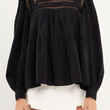 Ruffled Lace Insert Blouse