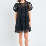 Gridded Organza Mini Dress