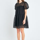 Gridded Organza Mini Dress