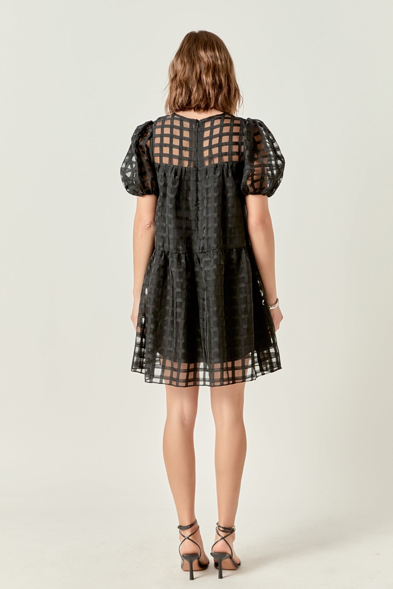 Gridded Organza Mini Dress English Factory Gridded Organza Mini Dress English Factory