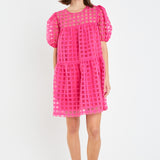 Gridded Organza Mini Dress