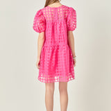 Gridded Organza Mini Dress