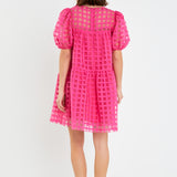 Gridded Organza Mini Dress