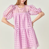 Gridded Organza Mini Dress