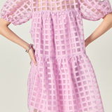 Gridded Organza Mini Dress