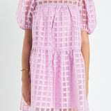 Gridded Organza Mini Dress