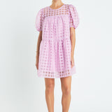 Gridded Organza Mini Dress