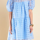 Gridded Organza Mini Dress