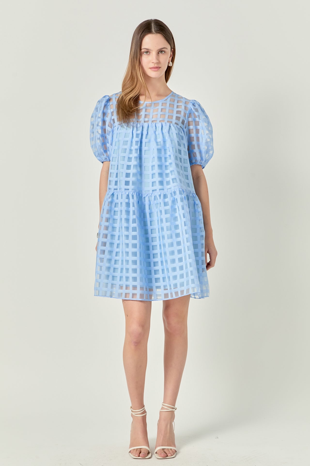 english factory organza short-sleeve button-front midi dress English factory Organza short sleeve button front midi dress