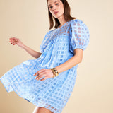 Gridded Organza Mini Dress