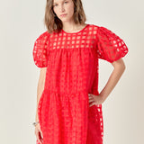 Gridded Organza Mini Dress
