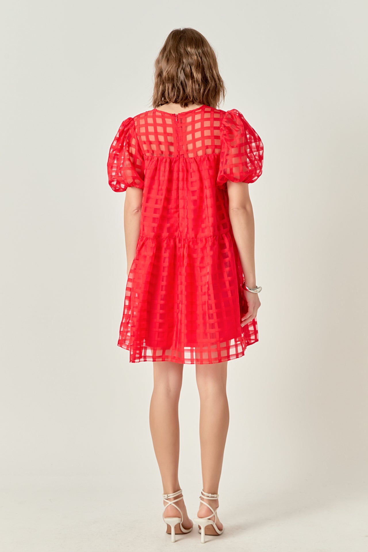 Gridded Organza Mini Dress English Factory Gridded Organza Mini Dress English Factory