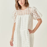 Gridded Organza Mini Dress