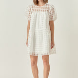 Gridded Organza Mini Dress