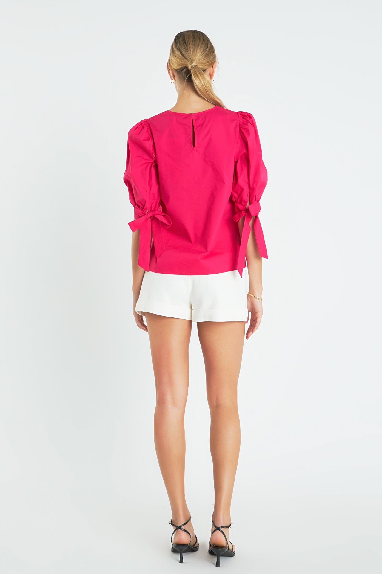 Bow Banded Puff Sleeve Blouse