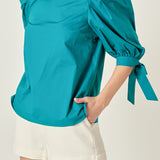 Bow Banded Puff Sleeve Blouse