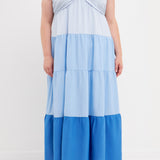 Sweet Heart Color Block Maxi Dress