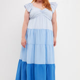 Sweet Heart Color Block Maxi Dress