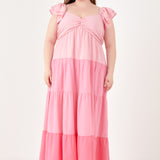 Sweet Heart Color Block Maxi Dress