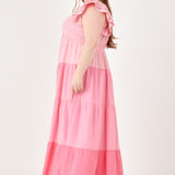 Sweet Heart Color Block Maxi Dress