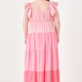 Sweet Heart Color Block Maxi Dress