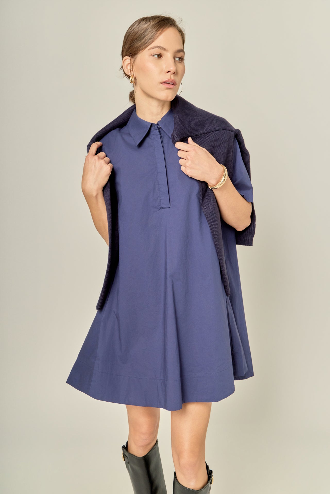 Poplin A-Line Mini Dress Poplin A-Line Mini Dress