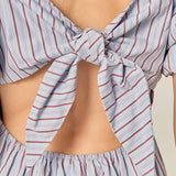 Striped Tie Back Puff Sleeve Maxi Dress
