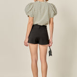 Striped Puff Sleeve Knit Top