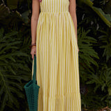 Beaded Strap Striped Maxi Dress