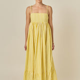 Beaded Strap Striped Maxi Dress
