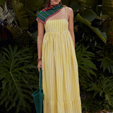 Beaded Strap Striped Maxi Dress
