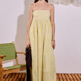 Beaded Strap Striped Maxi Dress