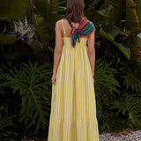 Beaded Strap Striped Maxi Dress