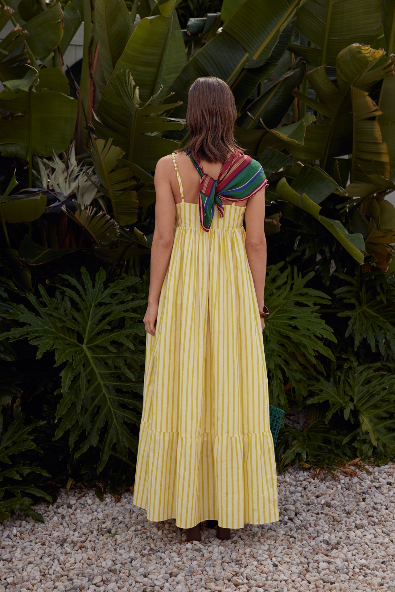 Beaded Strap Striped Maxi Dress – English Factory