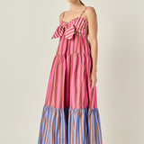 Mixed Striped Tiered Maxi Dress