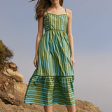 Stripe Poplin Midi Dress