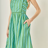 Stripe Poplin Midi Dress