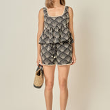 Embroidered High Bust Babydoll Top